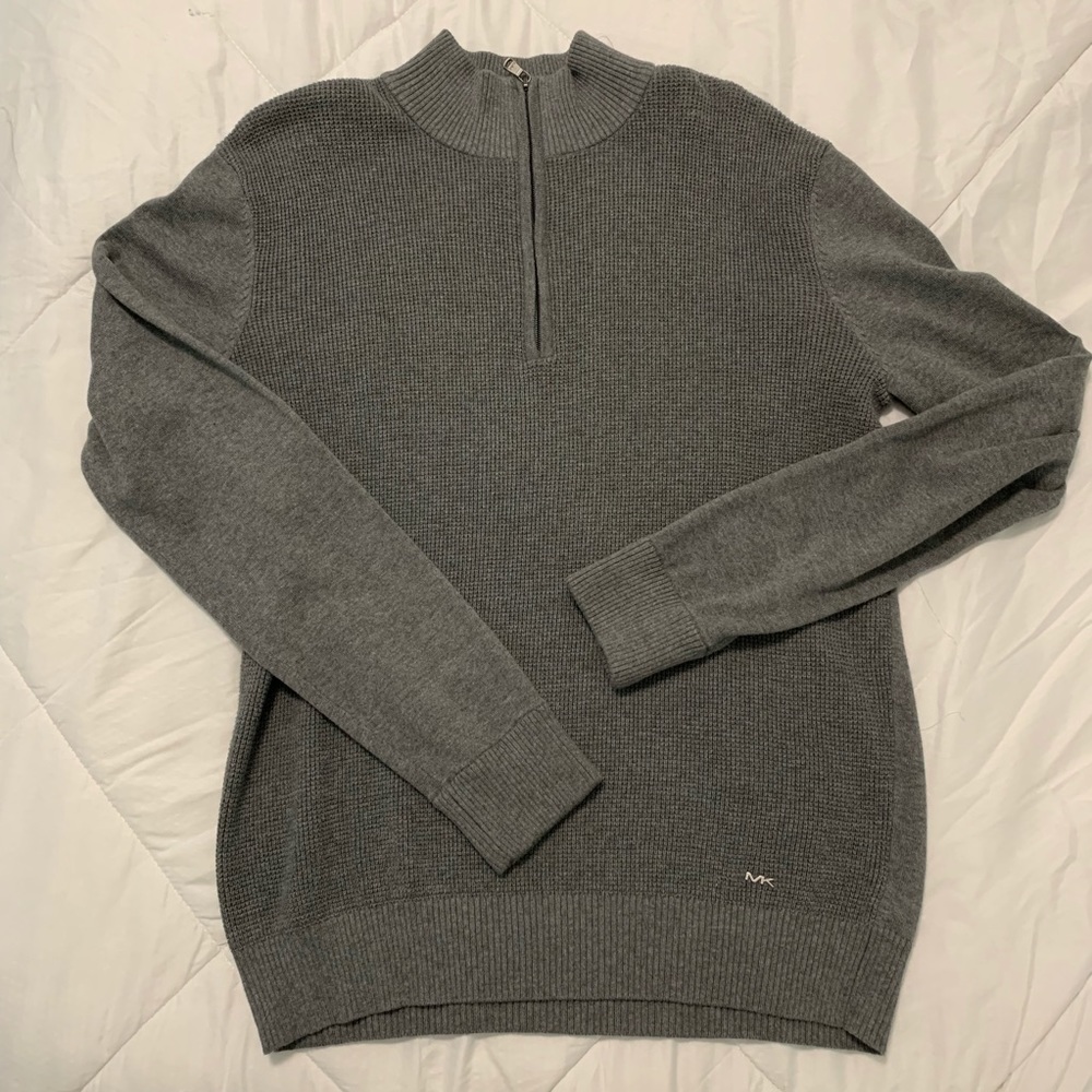 NWT Michael Kors Ash Melange gray 3/4 zip, medium